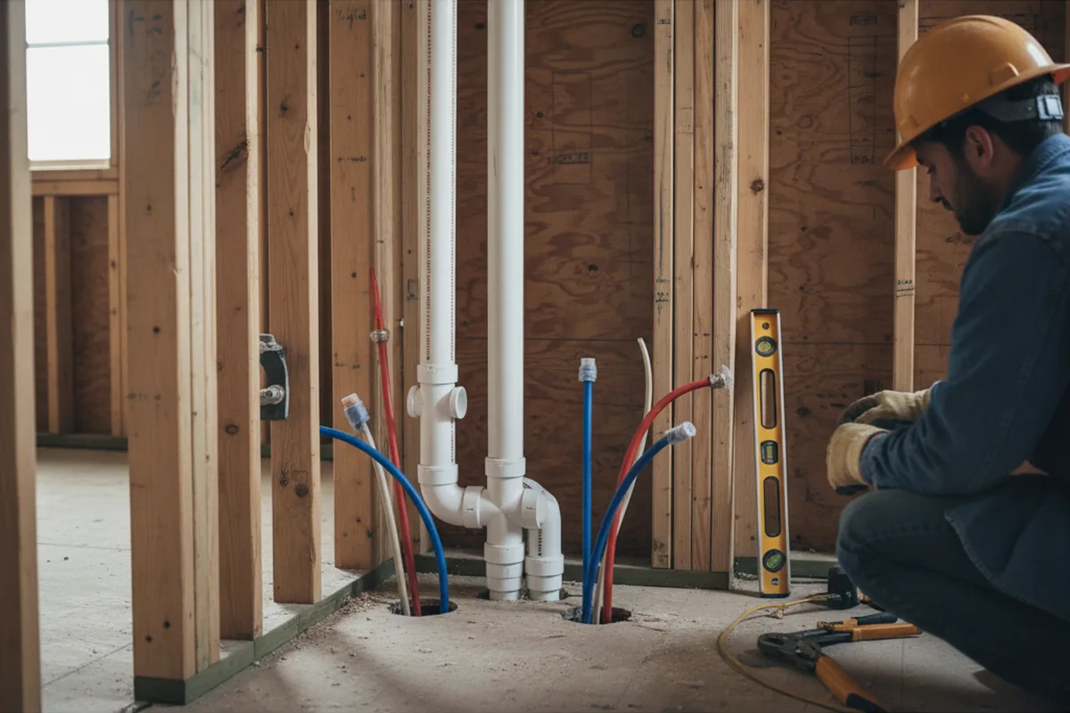 Drain and supply rough-in during Garbage Disposal Repair in Parker Ford
